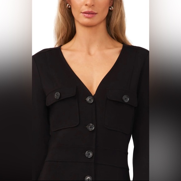 HALOGEN Black Long Sleeve Coat Dress Size M NWT - Picture 4 of 6